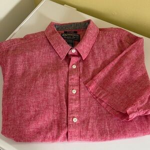 American Rag Red Linen/Cotton Short Sleeve Button Down Size XL